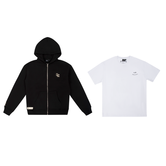 Zip Hoodie + White Shirt